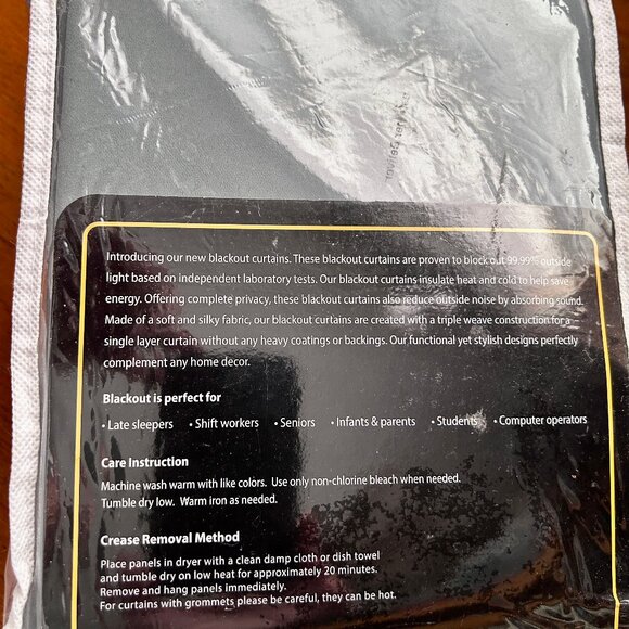 PREMIUM COLLECTION 141808 Curtains 52 x 84 Inches Grommet Black Out 1 Set - Picture 3 of 3